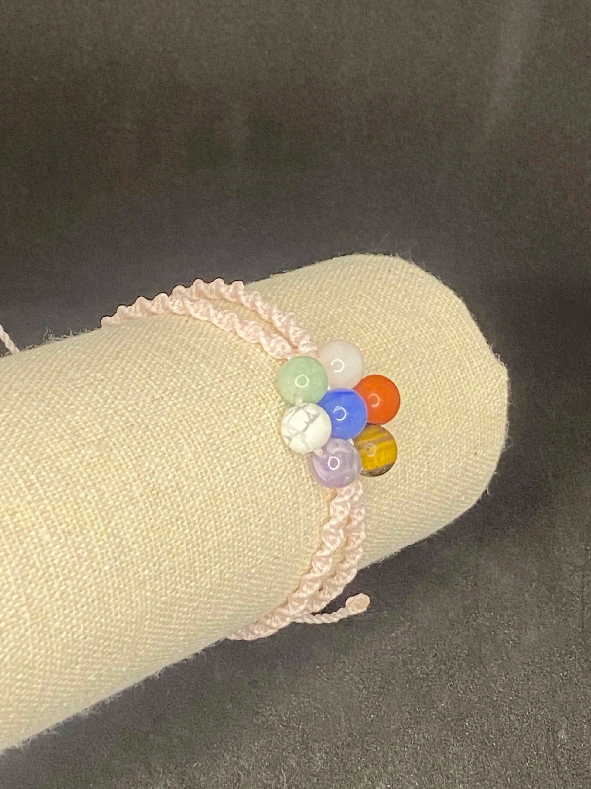 Bracelet rose 7 Chakras - BR-28 - Creations Natural Stone