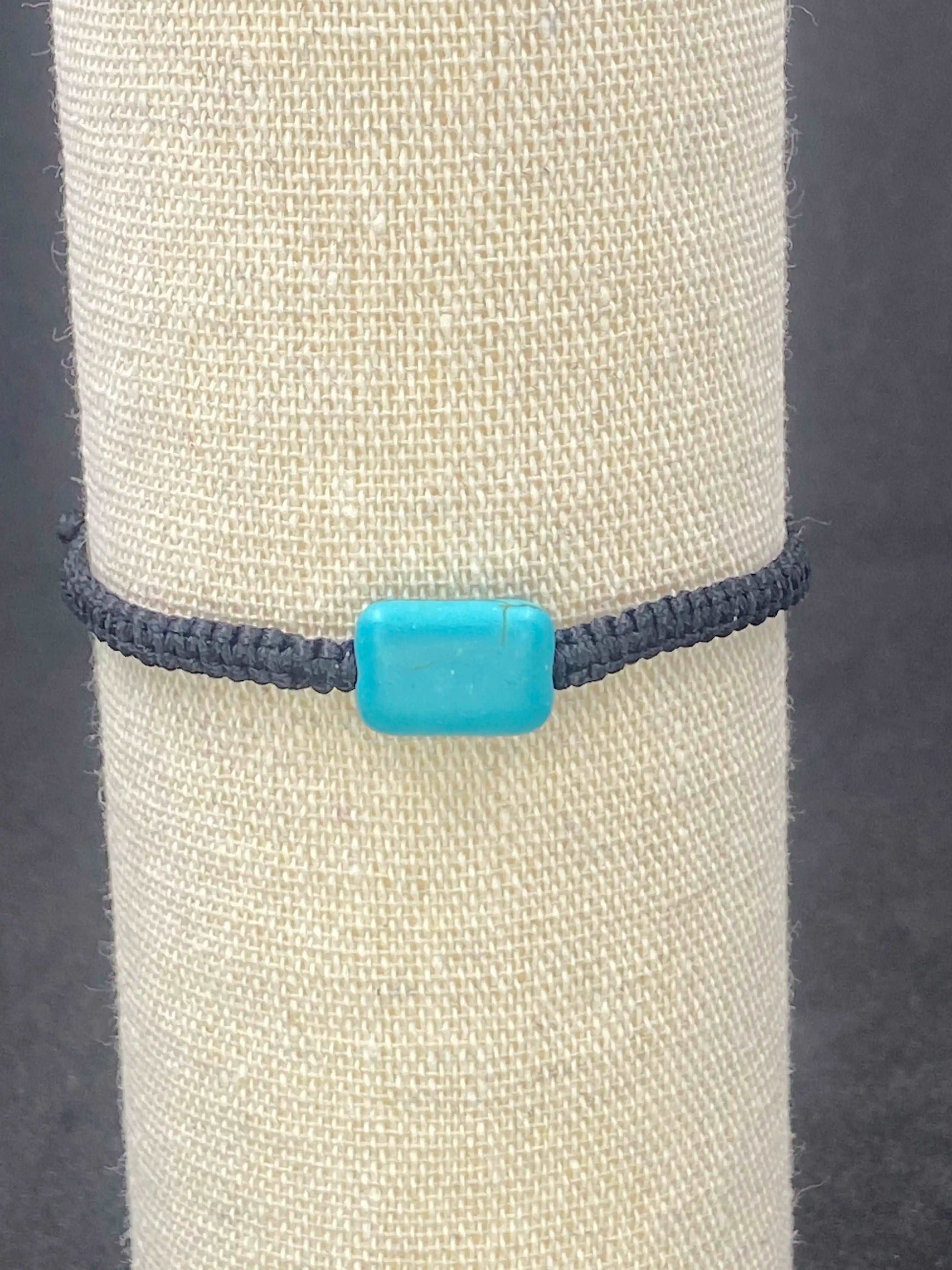 Bracelet noir pierre Turquoise - BR-59 - Creations Natural Stone