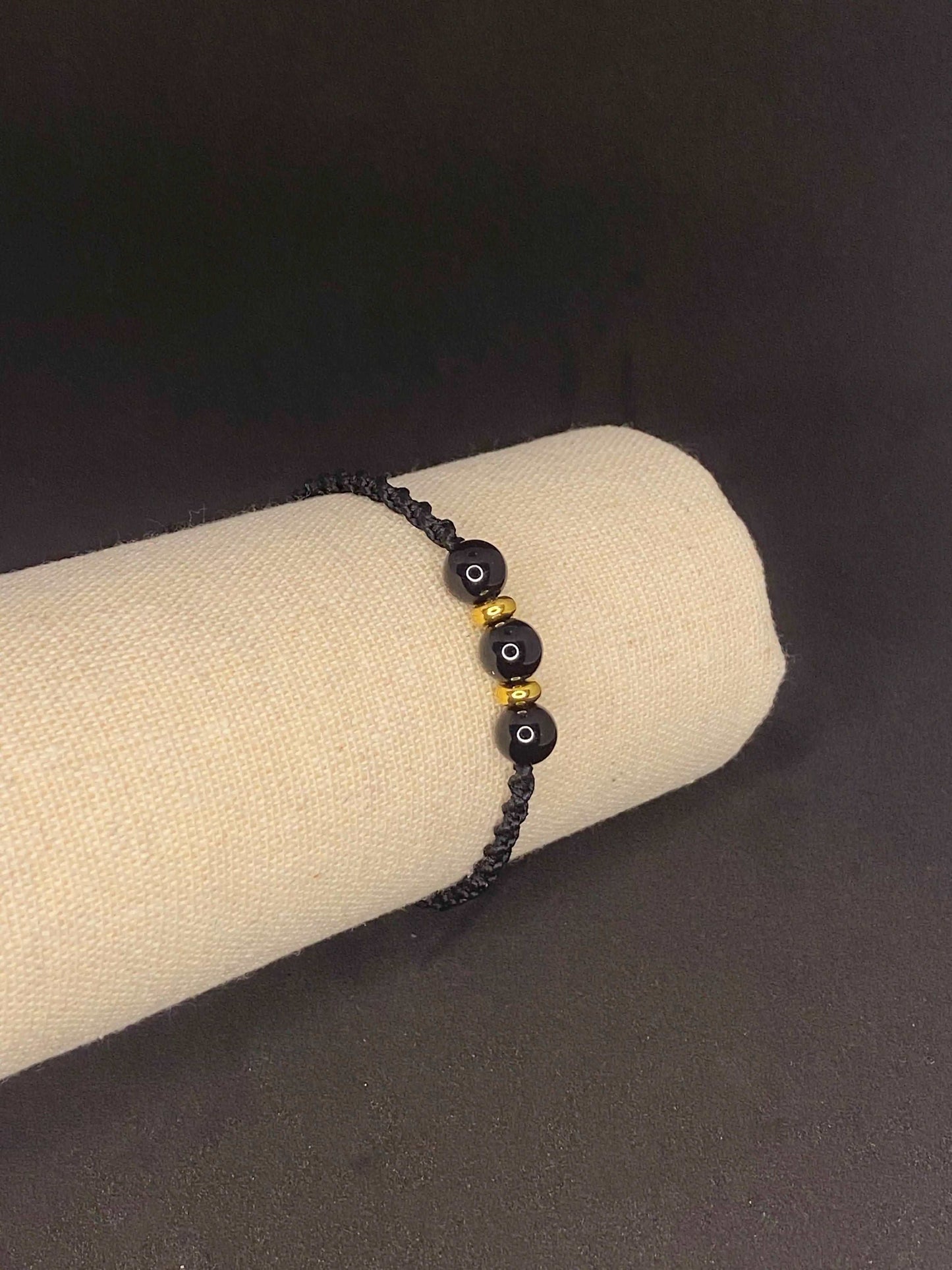 Bracelet noir pierre Obsidienne - BR-78 - Creations Natural Stone