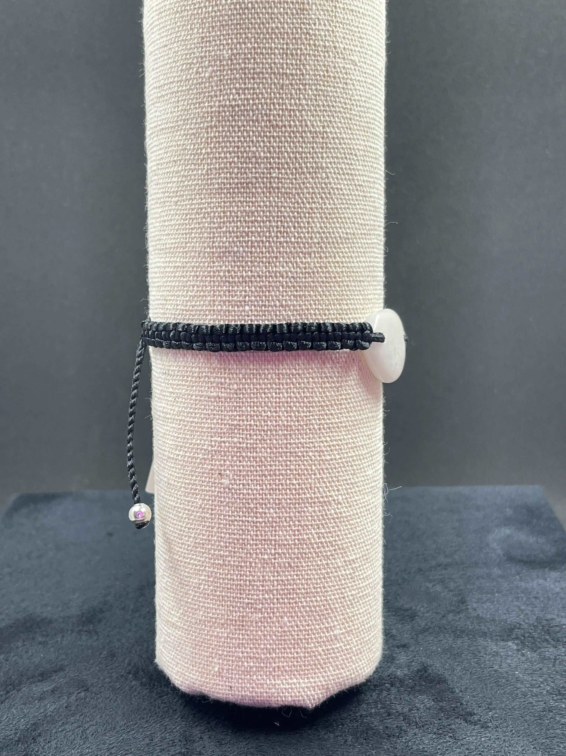 Bracelet noir pierre Quartz Laiteux - BR-93 - Creations Natural Stone